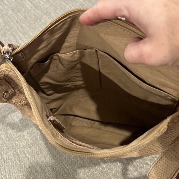 Fossil Brown Leather Crossbody Cowhide Purse Tan Brown Zipper Closure - Picture 7 of 12